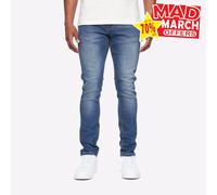 Duck And Cover Overburg Diseñador Casual Chic Vaqueros Hombre Lavado Medio Navy