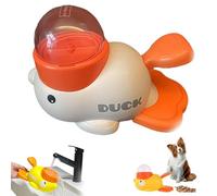 Duck Cat Treat Dispenser, 2-in-1 Interactive Slow Feeder Toy for Healthy Eating & IQ Training, Anti-Gulping Design with Puzzle Button for Pet (White)