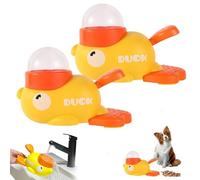 Duck Cat Treat Dispenser, 2-in-1 Interactive Slow Feeder Toy for Healthy Eating & IQ Training, Anti-Gulping Design with Puzzle Button for Pet (2 Pcs Yellow)