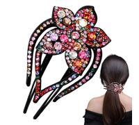 Duck Clip Hair Claw - Women Styling Grip for Thick Hair | Acrylic Jaw Clamp with Crystal Accent Design, Rhinestone Strong Hold Hairpin, Secure Ponytail Holder for Travel Party Wedding Use