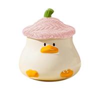 Duck Coffee Cup, Animal Mug Gift, Hand Painted Drinkware, 400ml Ceramic Lid, 4.53x3.07 inches, Funny Tableware Handle, for Adult Gag Item, Collector Home Decor, Friends Surprise