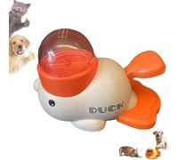 Duck Dog Treat Dispenser, 2 in 1 Duck Cat Treat Dispenser, Anti-Swallowing Bowl with Button, Interactive Treat Dispenser Toy for Dogs and Cats(White)