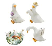 Duck Flower Pot Set, Resin Figurine Decorations, 3.14inch Funny Duck Shaped Holders, Decorative Plant Pot Accents, Garden Patio Balcony Details, Indoor Outdoor Desk Ornament Set for Home Styling Use