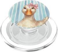 Duck Funny Face Retro Checkered Bow Aesthetic Illustration PopSockets PopGrip para MagSafe