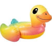 Duck Pato hinchable gigante para piscina 147 x 147 x 81 cm - Colchón flotante de vinilo resistente con diseño arcoíris - Ideal para adultos y niños