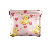 Duck Pixel Art Valentine Cartoon Peach - Monedero de piel para mujer, impermeable, mini estuche para cosméticos, Duck Pixel Art Valentine Cartoon Peach, 1 size, Arte impreso