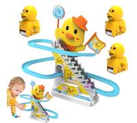 Duck Slide Toy - Electric Track Stairs Coup Croaster Escalator Style Interactive Play Durable Educational Fun | Juguete de pato colorido con luces LED Música para niños de 3 años y entretenido