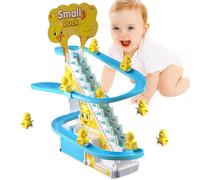 Duck Sliding Toys With Stairs - Mini Duck Figurines Track Slide Toys Roll Coaster Set, Christmas Roller Coaster Toy Slide Playset With LED Lights And Music, Interactive Educational Toy For Kids Toddle
