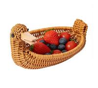 Duck Storage Basket - Cute Hand Woven Animal Organizer Bin | Woven Fruit Snack Container For Living Room Entryway Bathroom Nursery Counter Home Office