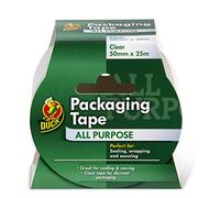 Duck Tape Cinta de embalaje transparente multiusos de 50 mm x 25 m para paquetes cajas paquetes fuerte y seguro sello pegajoso