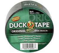 Duck Tape 260124 Fórmula Mejorada de Alta Resistencia Impermeable y Cinta Adhesiva de Tela de reparación de conductos, Negro, 50 mm x 25 m