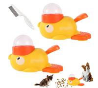 Duck Treat Dispenser, Yellow Duck Dog Treat Dispenser, 2-in-1 Dog Interactive Slow Feeder Food Puzzle Toy, Slow Feeder Bowls Reduces Bloating & Boredom Durable and Safe (2 Pcs-Yellow)