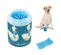 Duck with Scarf Art - Limpiador de patas portátil de silicona suave para mascotas, kit de limpieza para gatos y perros