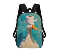 Duck with Toilet Paper Hat-1 Mochilas Impresas En 3D Para Niños 17inch Mochilas De Moda Informales Para El Día A Día, Bolsas De Viaje, Mochilas Informales Para Exteriores Para Niños Y Niñas