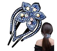 Duckbill Clips - Flower Hair Accessories | Resin Rhinestone Flower Girl Barrettes, Hair Clips For Women Styling | Sparkling Crystal Alligator Hairpins For Wedding Party