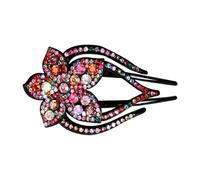 Duckbill Clips - Resina Rhinestone Flower Girl Barrettes, Teeth Grip with Sparkling Gema Accents & Non Slip Interior for Bridal Updos, Formal Galas, Thick Tresses and High Ponytails