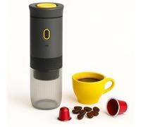 Duckdik Cafetera Espresso Portátil 3 en 1, Autocalentable 20 Bar, Compatible con Cápsulas Cápsulas Pequeñas o Grandes y Café Molido, Batería Recargable USB, para Viajes, Oficina, Camping (Gris)