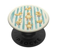 Duckling Stripe Bow Aesthetic Graphic Illustration Duck PopSockets PopGrip Adhesivo