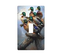 Ducks On A Dead Branch Mallards - Cubierta decorativa para interruptor de luz, 1 interruptor, placa de pared para cocina, granja, dormitorio, baño, decoración artística