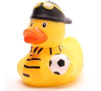 Duckshop I Aficionado al fútbol negro/amarillo I patito de goma I L: 8cm