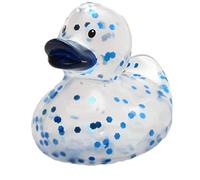 Duckshop I Patito de baño con purpurina azul transparente, 9 cm de largo