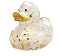 Duckshop I Patito de baño con purpurina transparente dorado I Patito chirriante I L: 9 cm