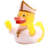 Duckshop I Patito de baño Papa I Patito chirriante I Patito chirriante L: 8,5 cm I Regalo para creyentes I Presente para coleccionistas I