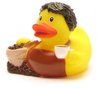Duckshop Pato de baño Barista I QuietscheenteI L 8 cm I Patito chirrido I Regalo para los amantes del café I Presente coleccionista