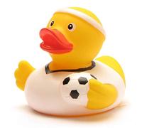 Duckshop Pato de baño con camiseta blanca de fútbol, patito chirriante, 7,50 cm