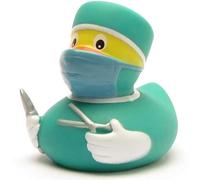 Duckshop Pato de baño de cirujano, 8 cm de largo, incluye llavero con patos, regalo para médicos y personal médico