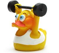 Duckshop Pato de baño para levantamiento de pesas, patito chirriante, L: 7,5 cm, regalo para culturistas, coleccionistas presentes
