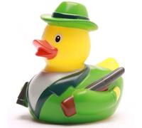 Duckshop Pato de baño, Pato chillón, Divertido Pato de baño Cazador, con Rifle, prismáticos y Cuerno de Caza, Regalo para Todo Cazador, Incl. Llavero de Pato en Juego Amarillo 1 Pieza (Paquete de 1)