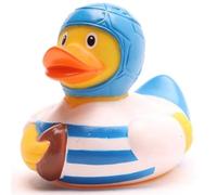 Duckshop Pato de baño Rugby - Incluye llavero de pato chirrido en el set I L9 cm I pato chirriante I regalo para aficionados al deporte I Present coleccionistas