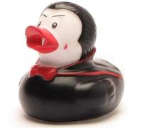 Duckshop Pato de baño vampiro I Drácula - Pato chirriante I L: 8 cm I Incluye llavero de patito chirriante en el set I Regalo para los fans del terror I Presente coleccionista
