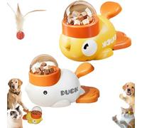Ducky Cat Treat Dispenser, Interactive Engaging Puzzle Feeder for Cats, Easy Squeeze Yellow Duck Automatic Pet Feeder for Cats Dogs Smart Feeding (2 * B)