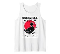 Duckzilla Gigante Kaiju Pato Retro Japonés Arte Camiseta sin Mangas