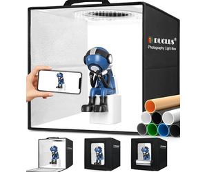 DUCLUS Caja de Fotos para fotografía, Caja de Fotos de 30 cm para fotografía de Productos, Juego de Mini Estudio fotográfico Plegable con 120 LED, 8 Fondos Lisos para Tienda de luz para Joyas Piezas