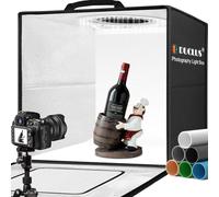 DUCLUS Caja de Luz 50x50 cm con 216 Leds para Fotografía de Productos | Caja de luz fotográfica plegable con 10 niveles de luminosidad y 6 fondos PVC para Joyería/Artesanía/Pequeños Objetos