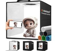 DUCLUS Caja de Luz Fotografía 25x25 cm, Estudio Fotográfico Portátil con 104 Luces LED Ajustables, 6 Fondos Lisos para Fotografiar Productos de Joyería/Cosmética/Alimentación