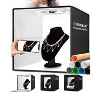 DUCLUS Caja de luz fotografía, Caja de luz Portátil de 40x40cm， con 160 LED Regulables (CRI 97+), 6 Fondos de PVC y 2 de Papel, Ideal para Fotografía de Productos: Joyería, Alimentación, Calzado