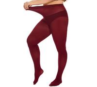 DUCMODA Grande Medias para Mujer Plus Size Cintura Alta 10 Colores Semi Opaque Curvy Tights for Women,Rojo burdeos,XXL