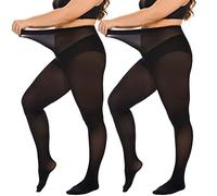 DUCMODA Grande Medias para Mujer Plus Size Cintura Alta 10 Colores Semi Opaque Curvy Tights for Women 2 doble negro 4XL