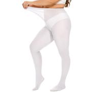DUCMODA Grande Medias para Mujer Plus Size Cintura Alta 10 Colores Semi Opaque Curvy Tights for Women,Blanco,3XL