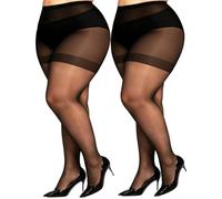DUCMODA Medias Panty Mujer Curvy 20D Moldeadoras Transparentes, Elásticas y Cómodas - Tallas Grandes/Extragrandes/Plus Size, desde XL hasta 8XL,2 Negro,7XL-8XL