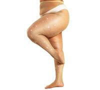 DUCMODA Queen Plus Size Medias - Deslumbrante malla brillante con strass para mujer - Para fiestas, conciertos - Pantymedias de rejilla,color carne,3x-4xl