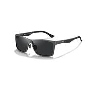 DUCO Gafas de sol con montura de metal polarizadas rectangulares clásicas para hombres con templo de fibra de carbono 8206 (Lentes gris marco gunmetal)