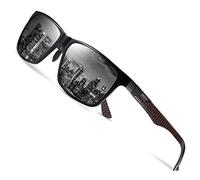 DUCO - Gafas de sol con montura rectangular de fibra de carbono polarizada clásica para hombre con montura de fibra de carbono 8206, rojo, 56 (L)