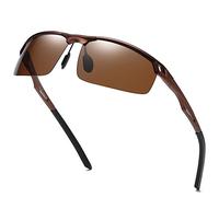 DUCO Gafas de sol deportivas polarizadas para hombre con ultraligero y marco de metal irrompible, 100% UV400 8550 (Marrón)