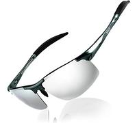 DUCO Gafas de sol deportivas polarizadas para hombre con ultraligero y marco de metal irrompible, 100% UV400-8177S (Gunmetal/plata espejada)