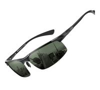 DUCO Gafas de sol polarizadas para hombre con marco de metal y fibra de carbono con patas UV400 CAT 3 DC8277, Black frame dark green lens
